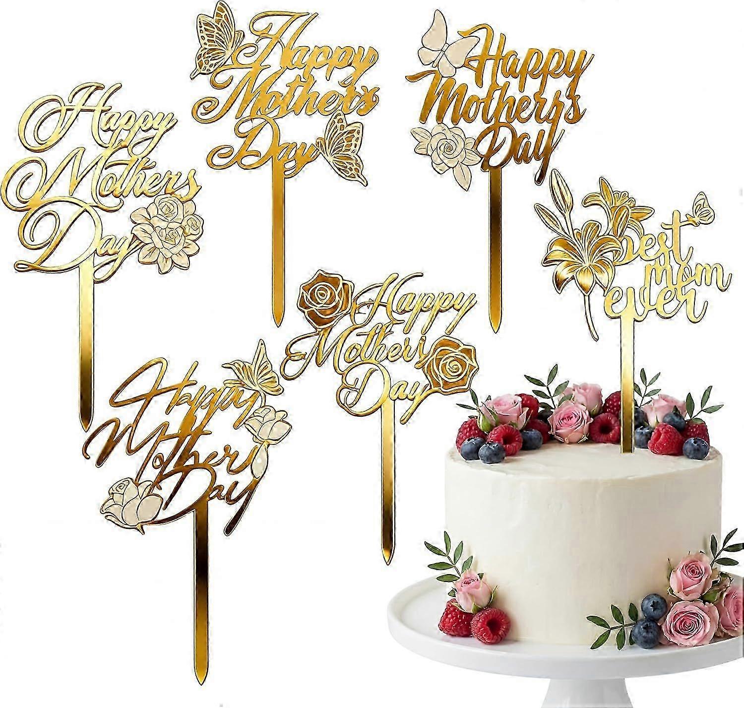 6-Piece Mirror Acrylic Flower Topper