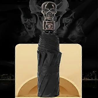 Automatic Windproof Umbrella, Ultra-Lightweight Tri-Fold 8-Rib Carbon Fiber Pattern, Black Compact Umbrella for Men and Women