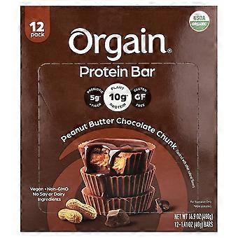 Orgain, økologisk plantebasert protein-snackbar, peanøttsmør-sjokoladebiter, 12 barer, 40 g per stk.