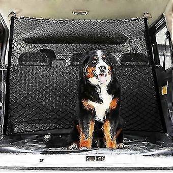 Double Layer Car Trunk Net, Portable Pet Barrier for Dogs and Cats, Car Seat Separation, 4 Hooks, Washable Mesh, 90x40cm, Compatible with Most Cars