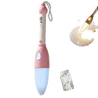 Electric Foam Bubble Brush Pen with Button-Controlled Automatic Release, Wipe Clean Care, and Shared Kids Group Play Settings  Pink