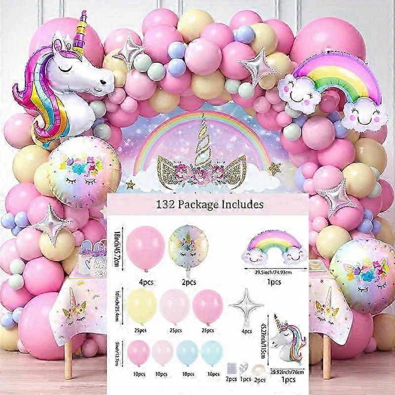 132pc Rainbow Unicorn Balloon Kit