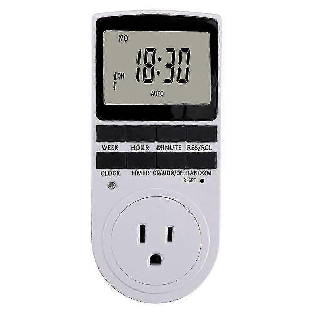 Programmable Digital Timer Outlet, US Plug, 15A 120V, LCD Display, 10 On/Off Programs, Energy Saving for Home Appliances