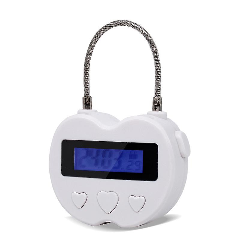 Smart Time Lock, Max 99 Hours Timing Lock With Lcd Display Multi-function Electronic Travel Timer(white Heart)
