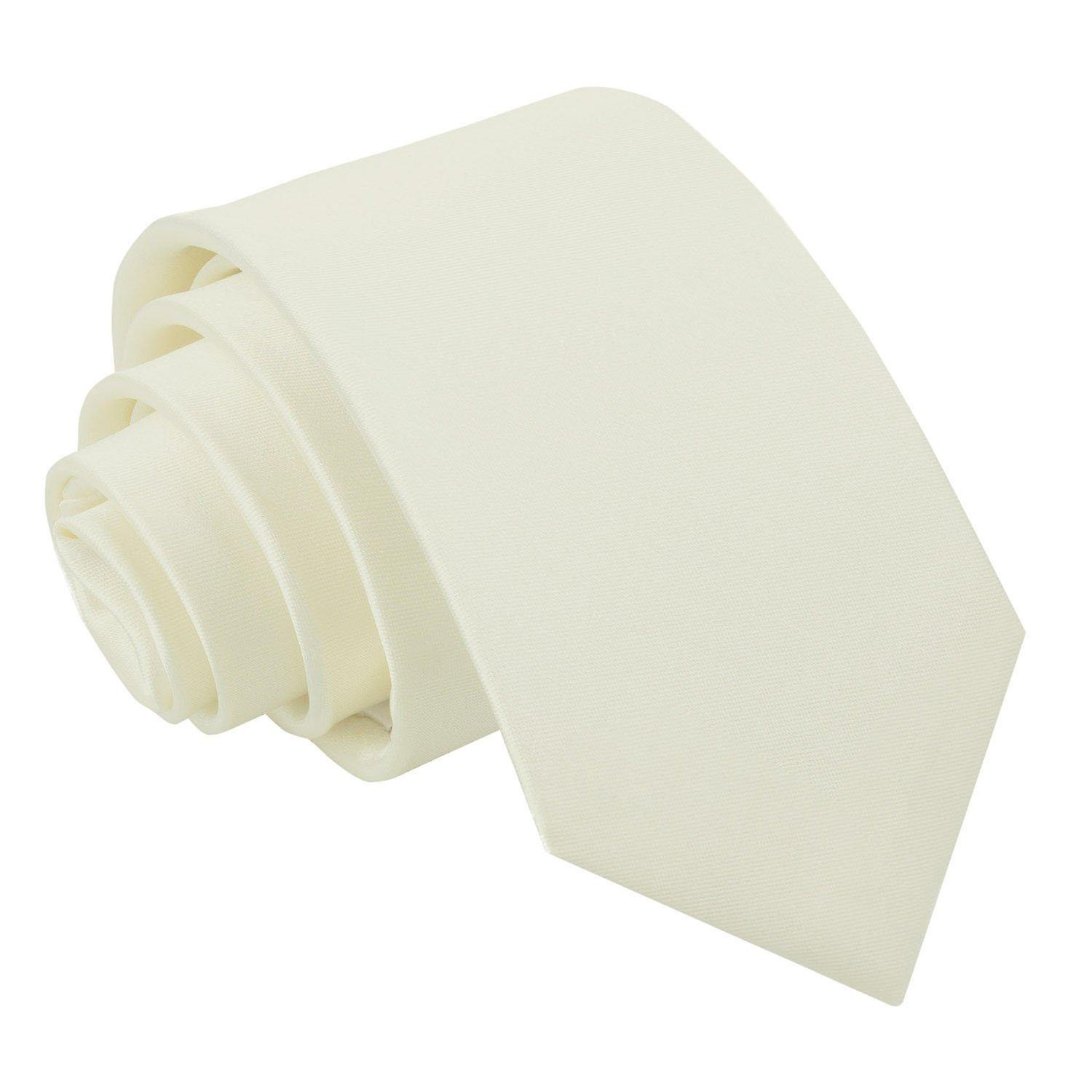 Ivory Plain Satin Regular Tie for Boys