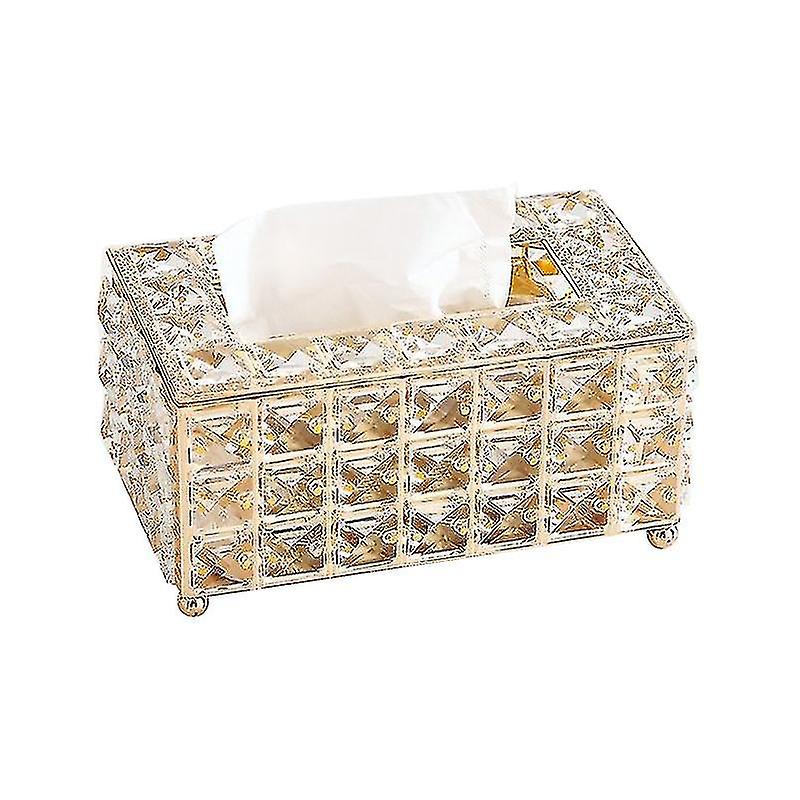 Soporte de caja de tejido decorativo rectangular de cristal