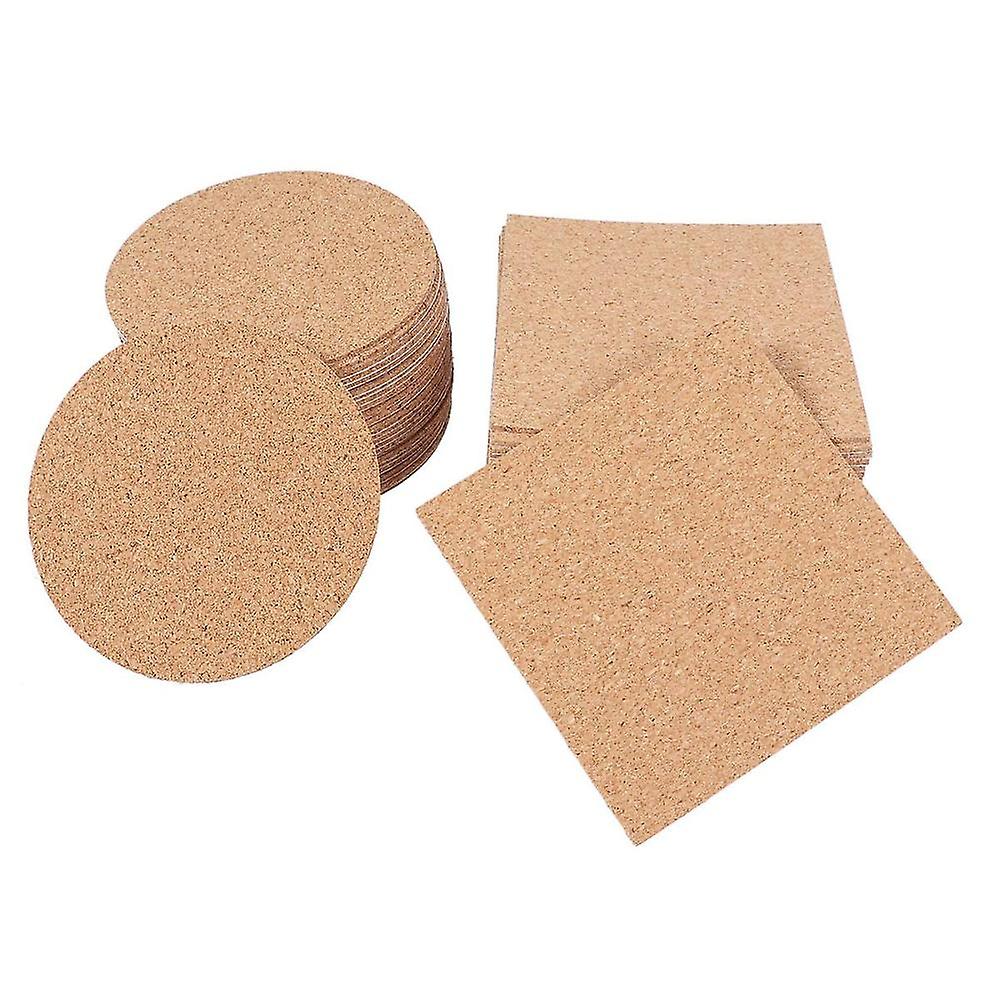50 Pcs Diy Round And Square Cork Mats Self-adhesive Eco-friendly Insulation Coasters Cup Pads For Diy Crafts