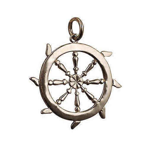 9ct Gold 17mm solid Ships Wheel Pendant or Charm