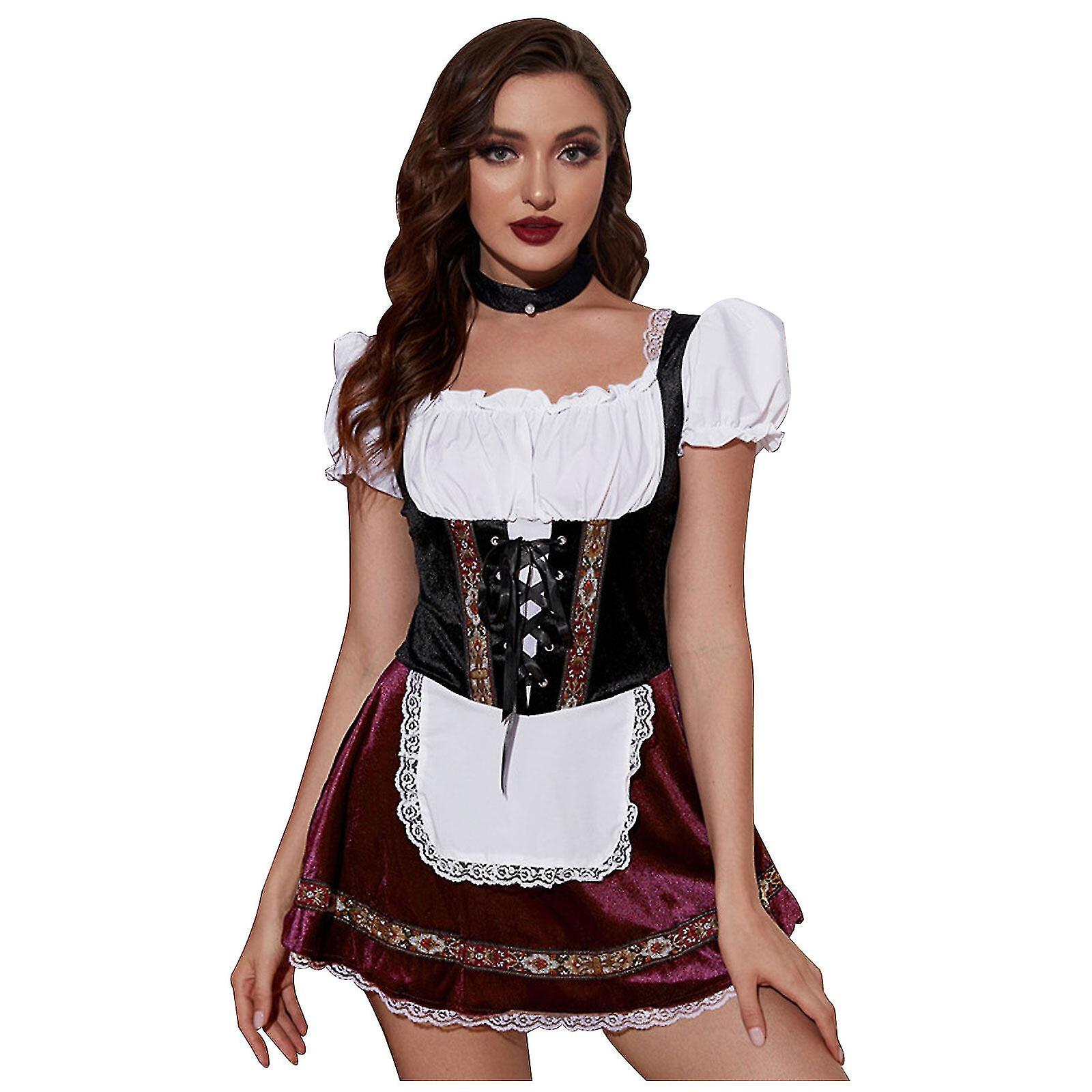 Dames Allemand Bavarois Oktoberfest Beer Maid Fancy Dress Costume Halloween, 100% Nouveau