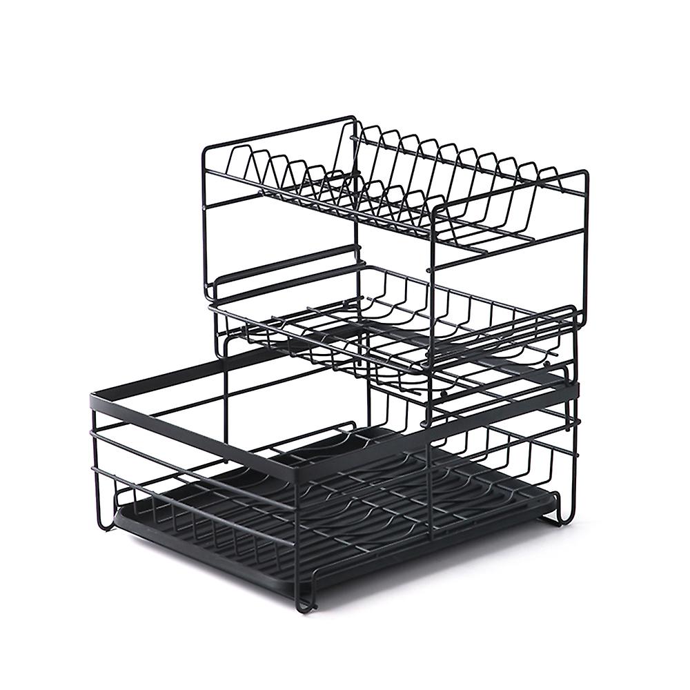 Dish Drying Rack 3 Tier Dish Rack Steel With Removable Drain Board