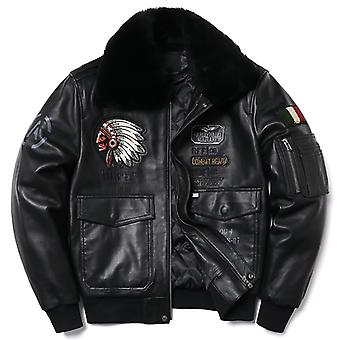 New Wool Collar Indian Embroidery Sheepskin Coat Genuine Leather Jacke