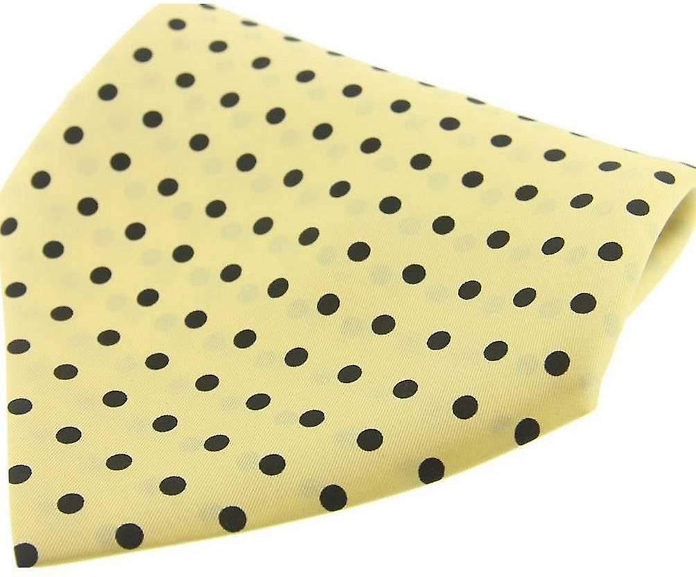 David Van Hagen Polka Dot Silk Pocket Square - Yellow/Black