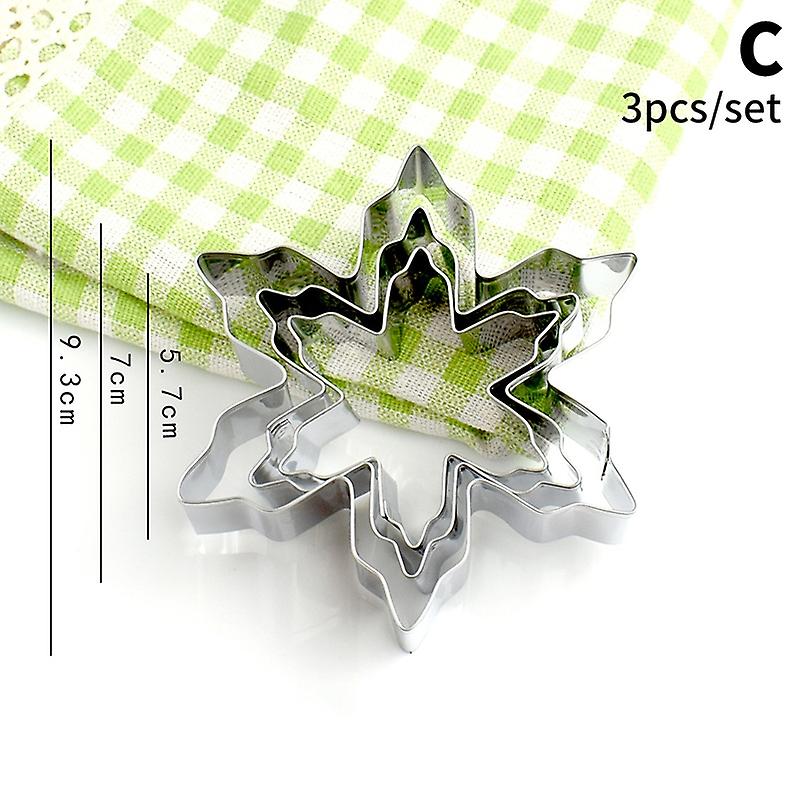 3Pcs/Set Christmas Snowflake Cookies Stainless Steel Cookie Embossing Molds