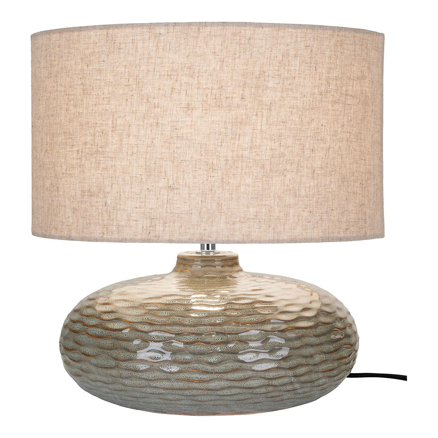 Green ceramic table lamp with lampshade