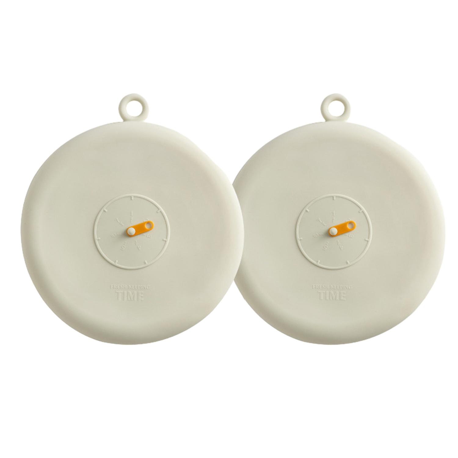 ZHOUBA 2Pcs Preservation Cover Food Sealing Lid with Time Recording Reusable Sealing Case