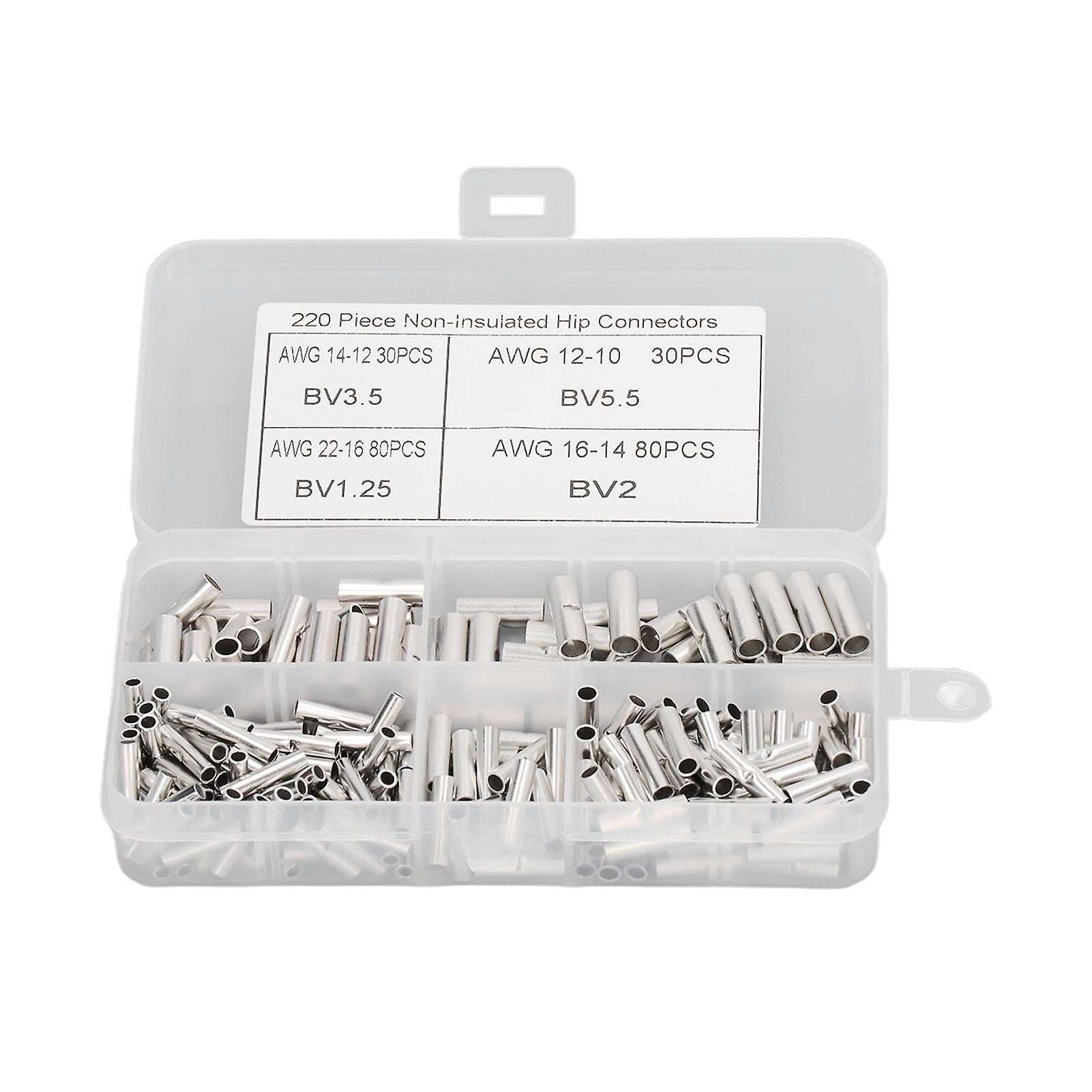 220 Pcs Non-Insulated Copper Butt Connectors for Home Appliances and Automotive