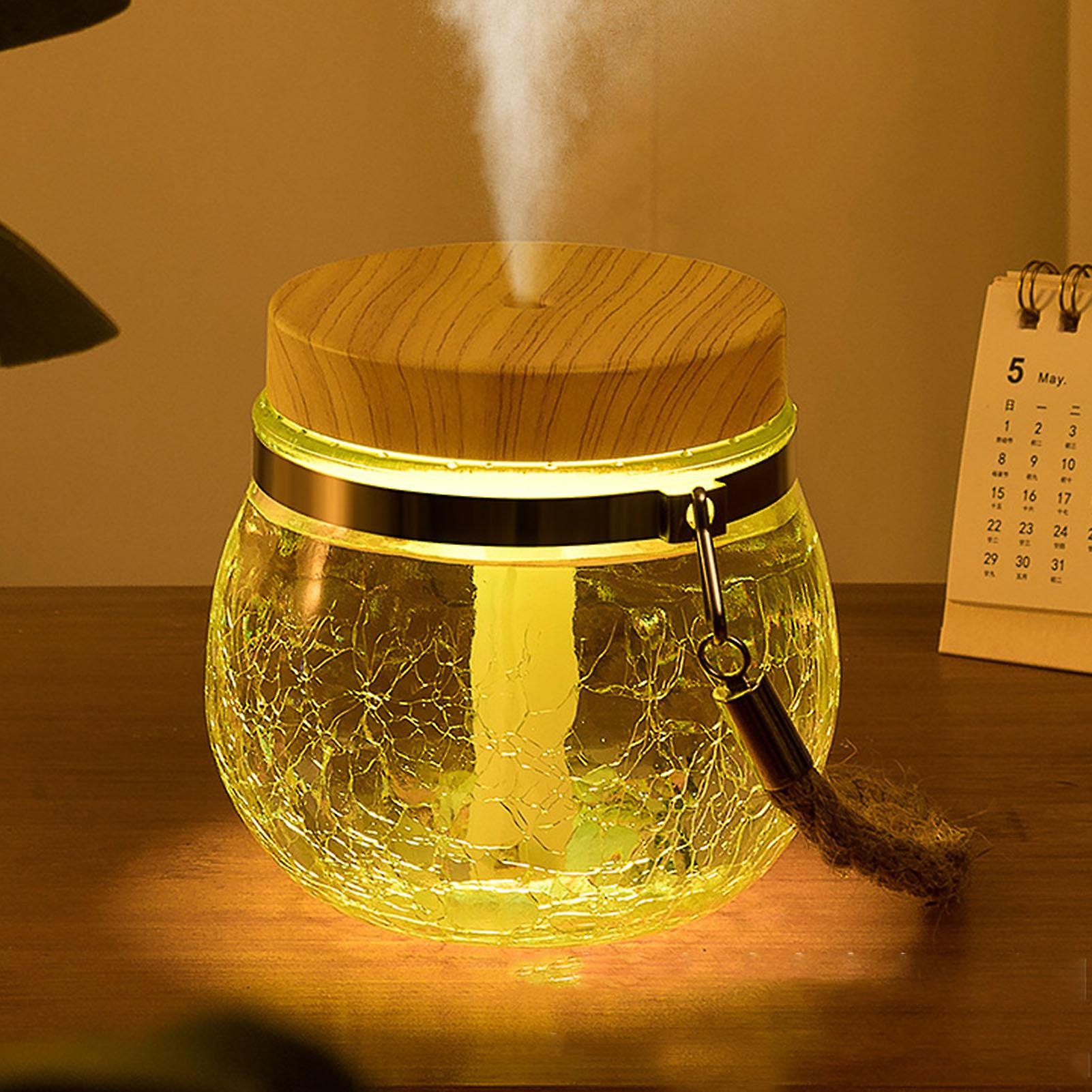 Glass Humidifier Desktop Air Atomizer Diffuser USB Rechargeable Household Accessories Wood Grain 