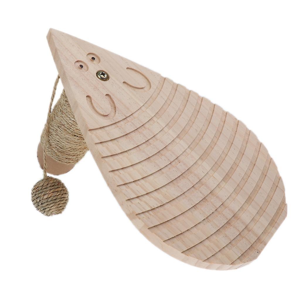 Wooden Safty Scratch Board Mat Claw Training Toy for Kitten Cat with Ball