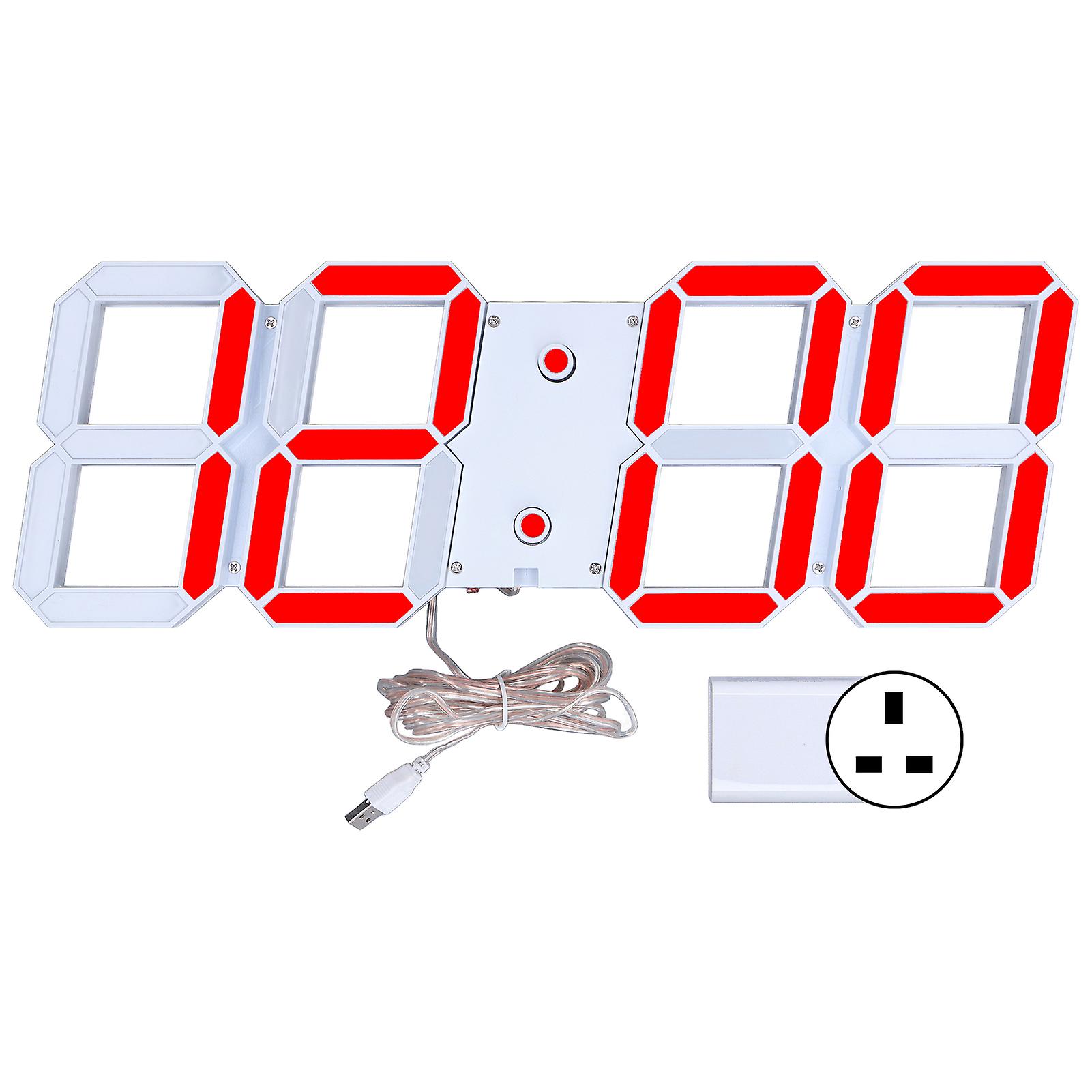 LED Hollow Wall Clock Multi Function 3D Digital Wall Clocks Intelligent Dimming 100‑240VUK Plug