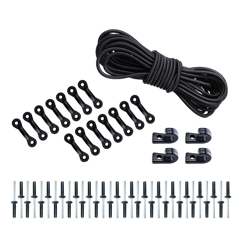Kayak Deck Rigging Kit: Bungee Cord + J Hooks + Tie Down Pad Eyes + Rivets