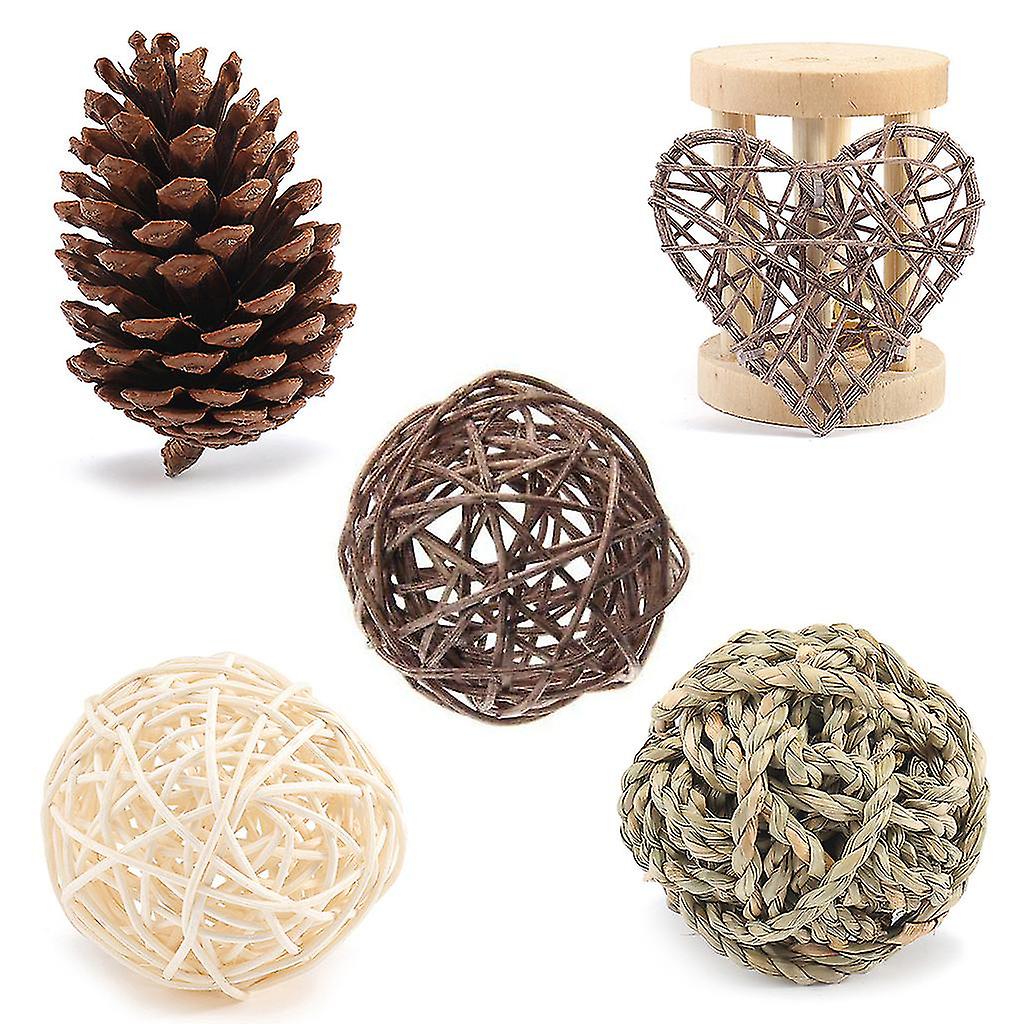 Cute Ball Shape Rattan Hamster Chew Toy For Rat Gerbil Chinchilla Hedgehog 5x