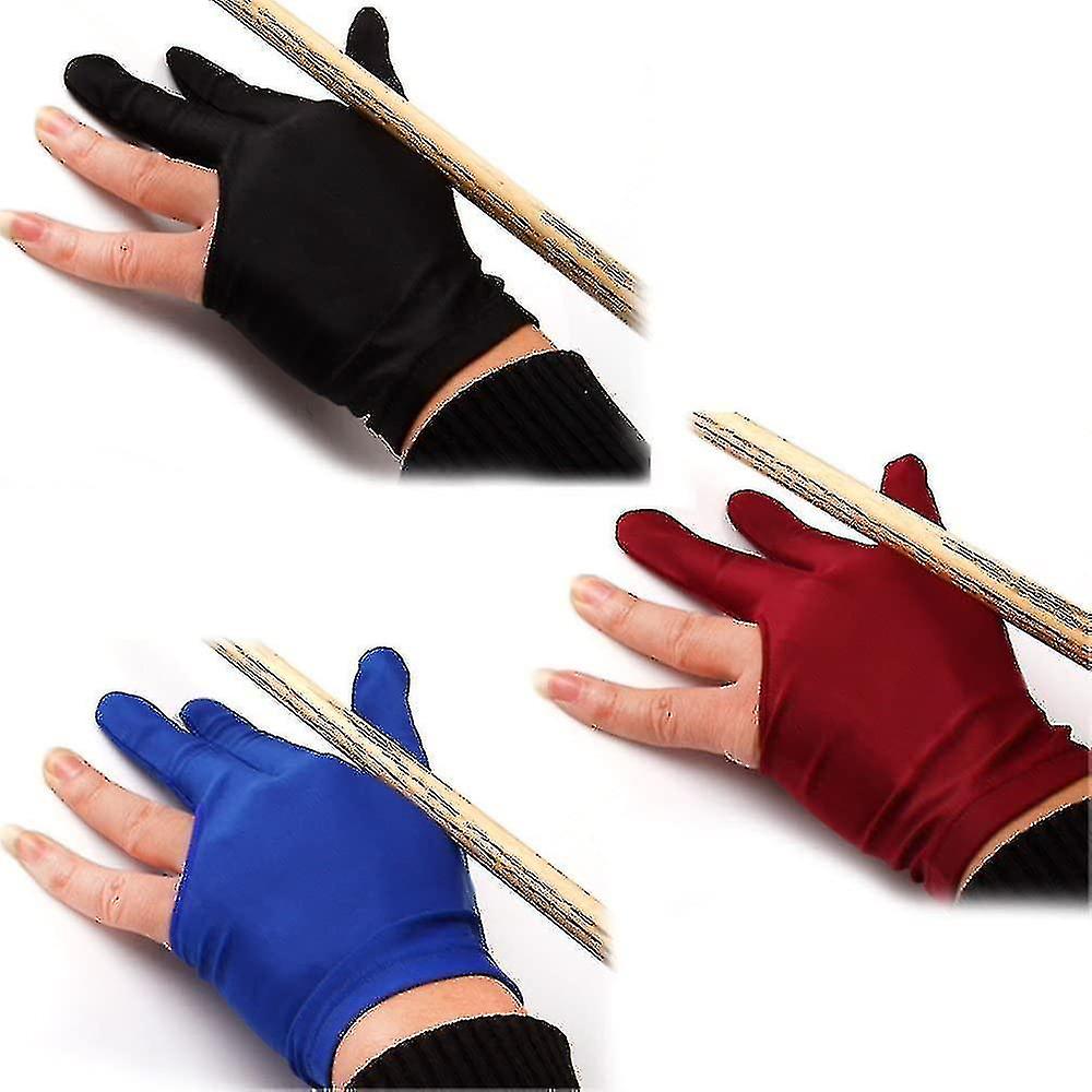 Set Of 6 Colorful 3 Finger Gloves Pool Billiard Cue Shooter Gloves