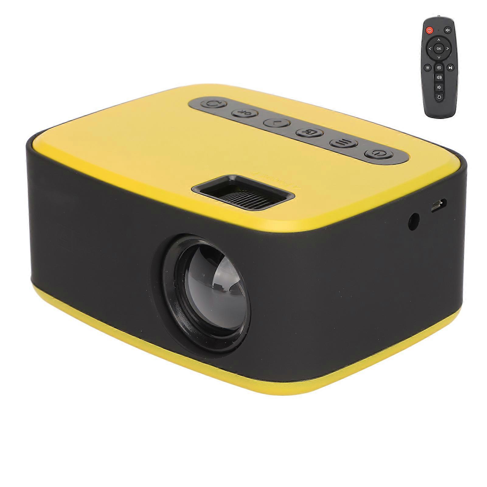 Mini Projector 1920x1080P Black Yellow, 2W Speaker, Portable