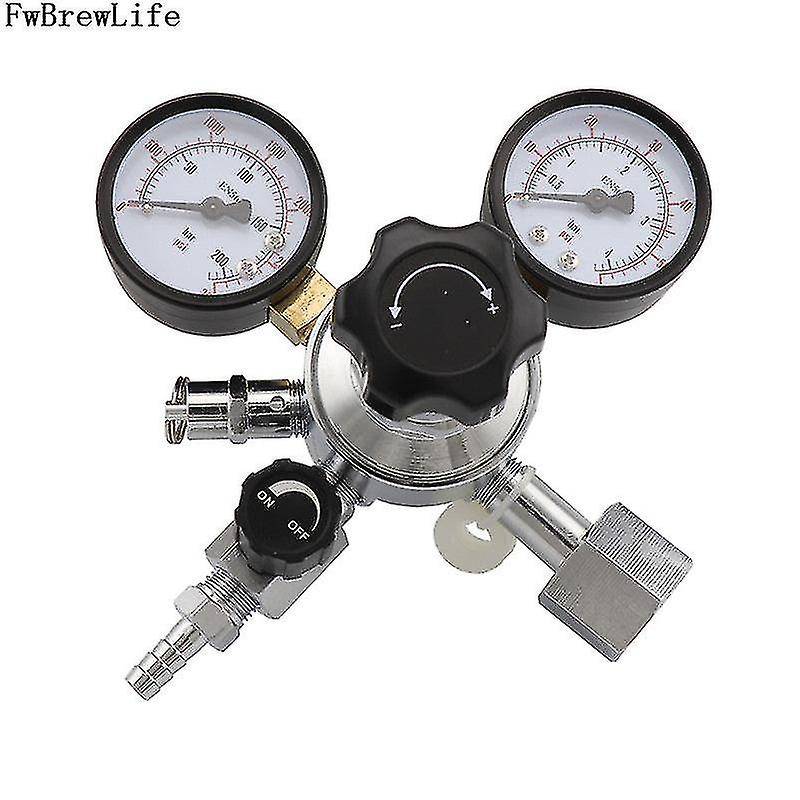 Cga320 W21.8 Dual Gauge Co2 Gas Regulator For Homebrew Soda Draft Beer Dispenser Set With 5/16'' Barbed Shuttoff Valve 0-3000psi