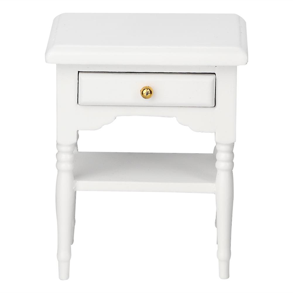 1/12 Scale Miniature White Wooden Bedside Table