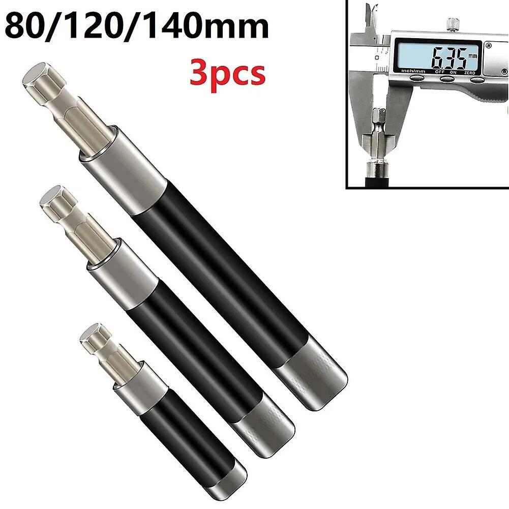 3pcs 1/4 Hex Shank Quick Release Magnetic Screwdriver Multitool Bits Tip Screwdriver Holder Adapter Head 80/120/140MM~12158