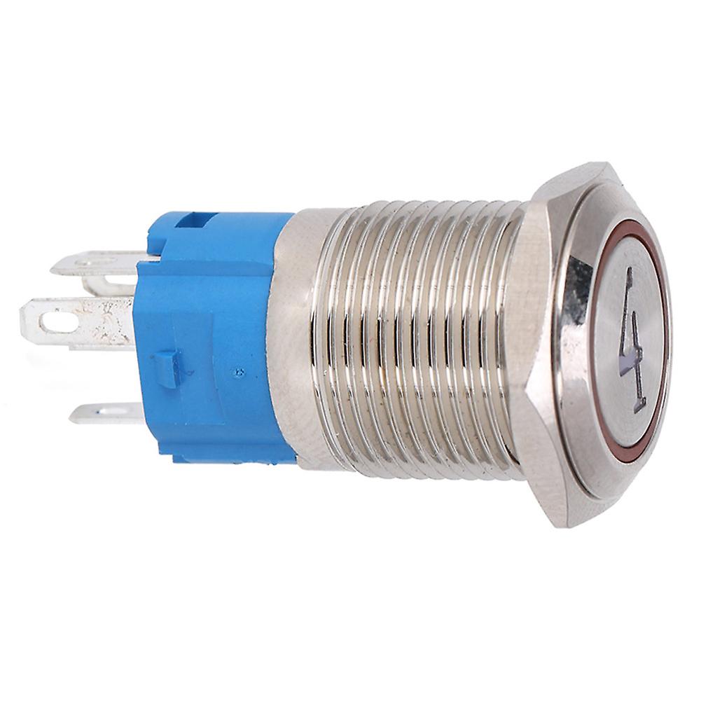 2PCS 5 Pin Metal Push Button Switch 16mm Flat Head Self Reset Switch With Light Number 4(24VDC Red)