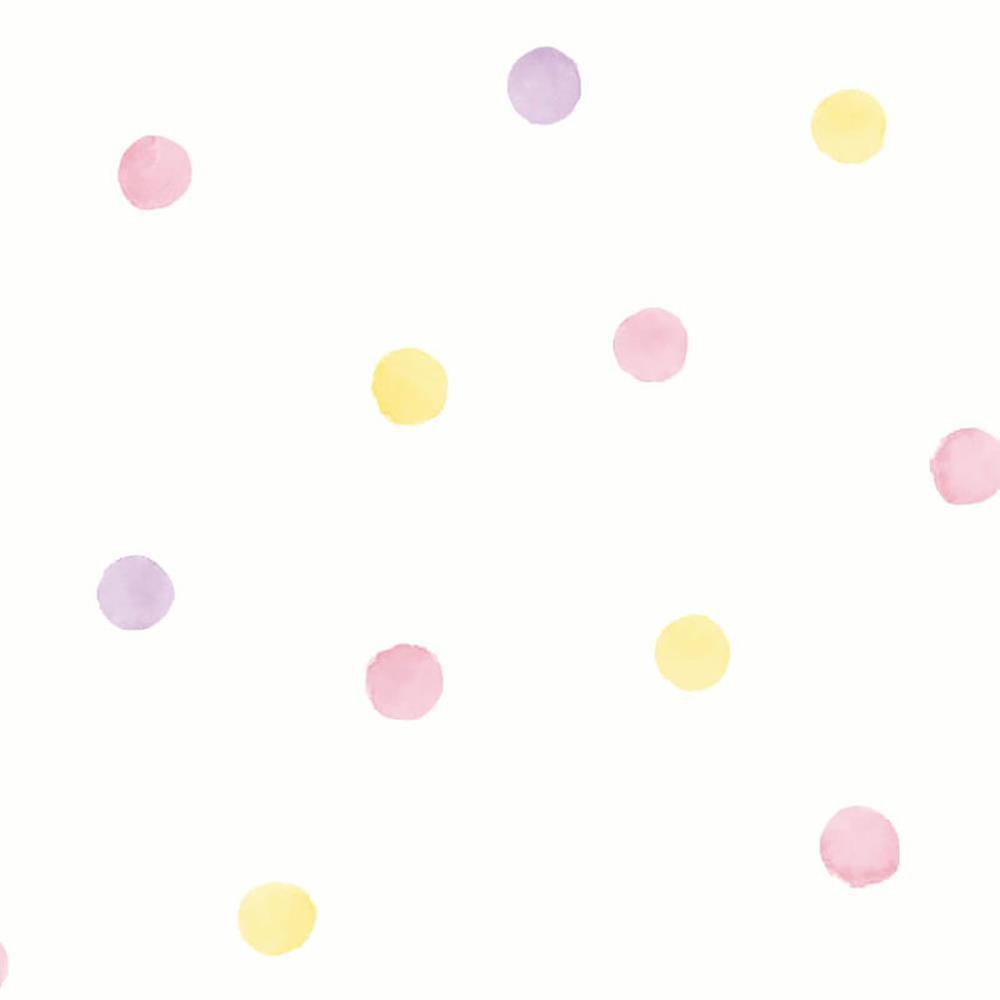 Watercolour Polka Dots Pink/Yellow Wallpaper