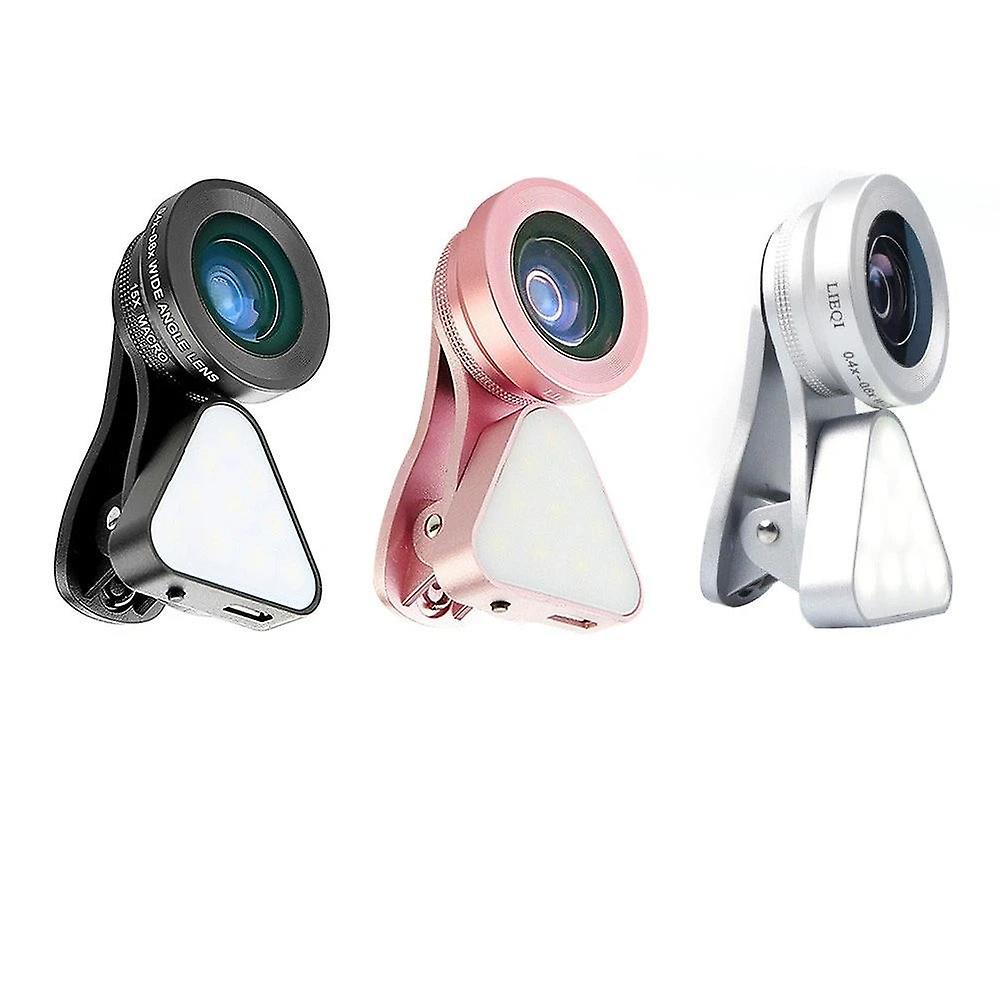 3-σε-1 Clip-on Smartphone γεμίζει φως &; τηλέφωνο κάμερα κιτ φακού