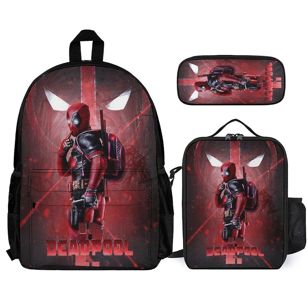 Deadpool 3Pcs Backpacks Sets with Lunch Bag And Pencil Case