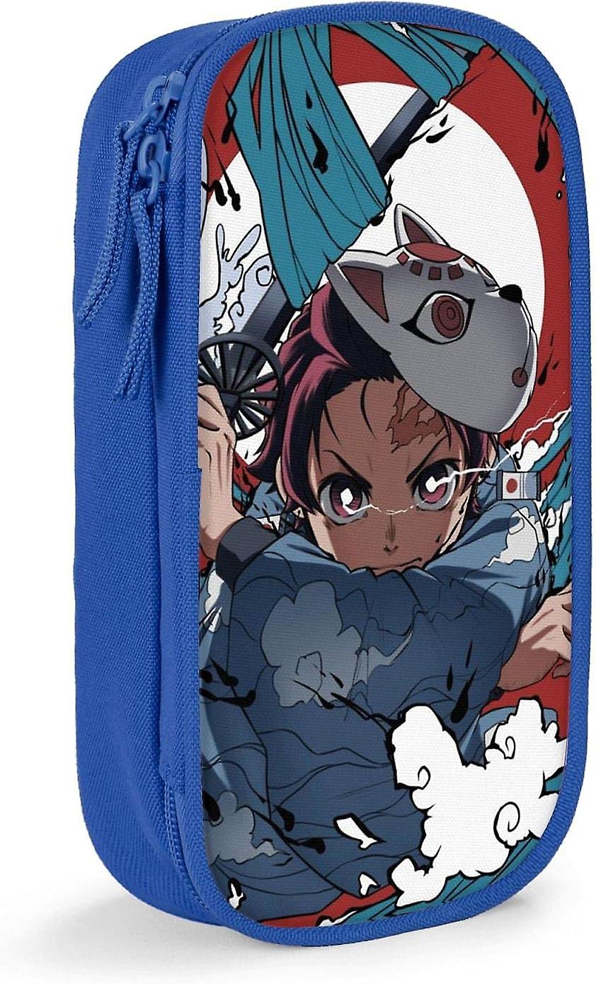 شيطان قاتل مانجا قلم رصاص الحقيبة 3D مخصص الطباعة سعة كبيرة مزدوجة سحاب مقلمة لمكتب المدرسة السفر الأزرق SAOE015579