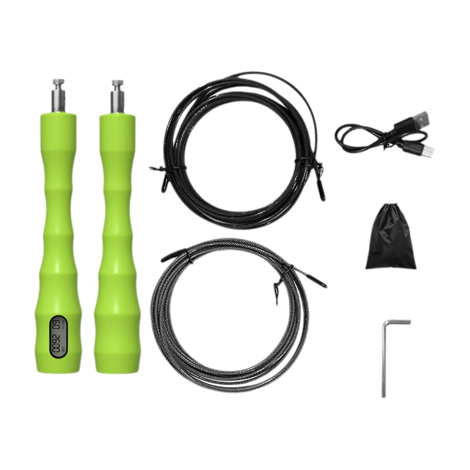 Digital Counting Jump Rope Boxing 300cm Adjustable Length Speed Jumping Rope Green
