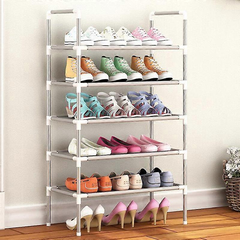 Multi Layer Shoe Rack Plastic Stackable Breathable Strong Compression Capability Shoe Storage Rack For Student Dormitory 5 Layers