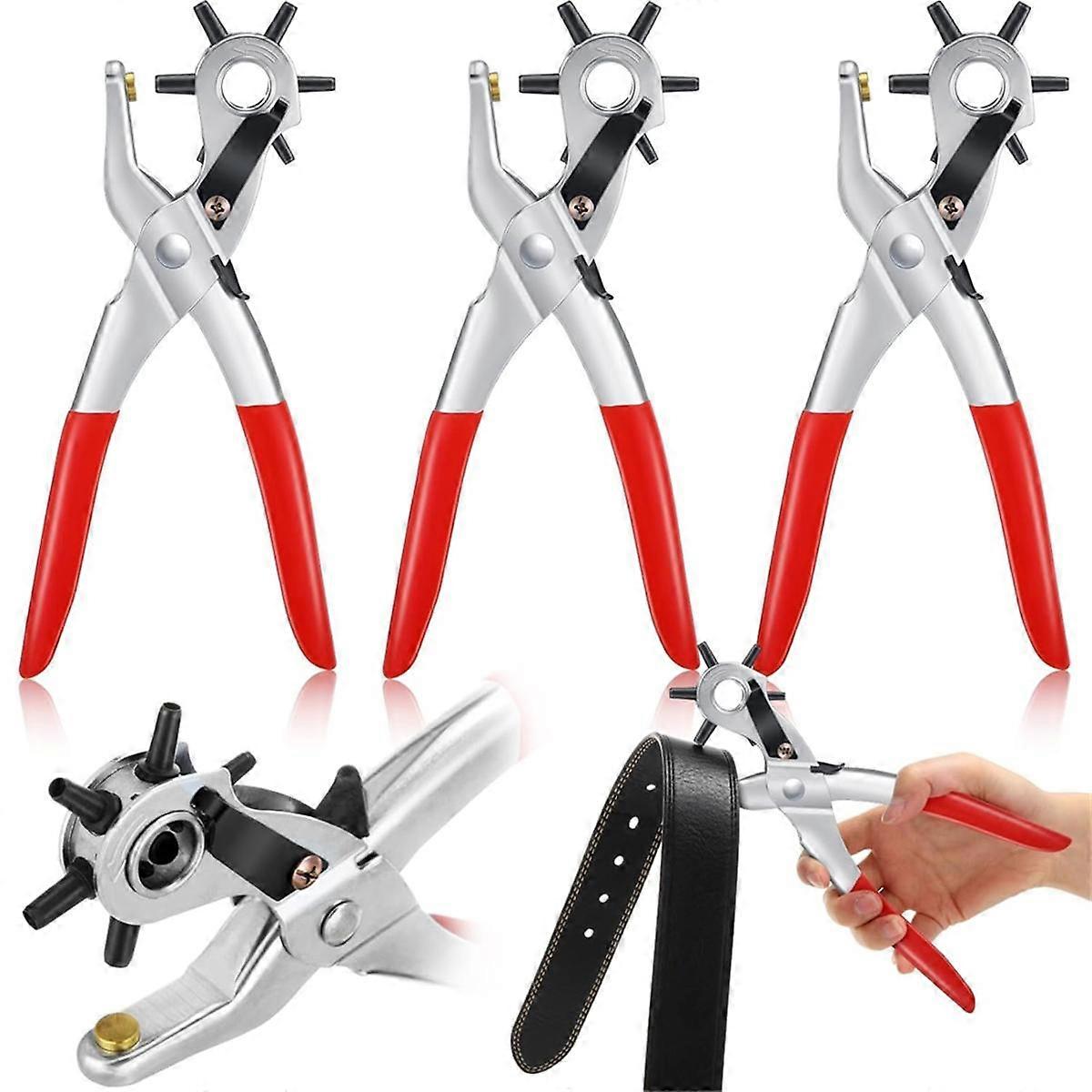 3 Pack Belt Hole Puncher for Leather Hole Punch for Crafts Belt Hole Puncher 6 Multi Hole Size for Revolving Punch Tool