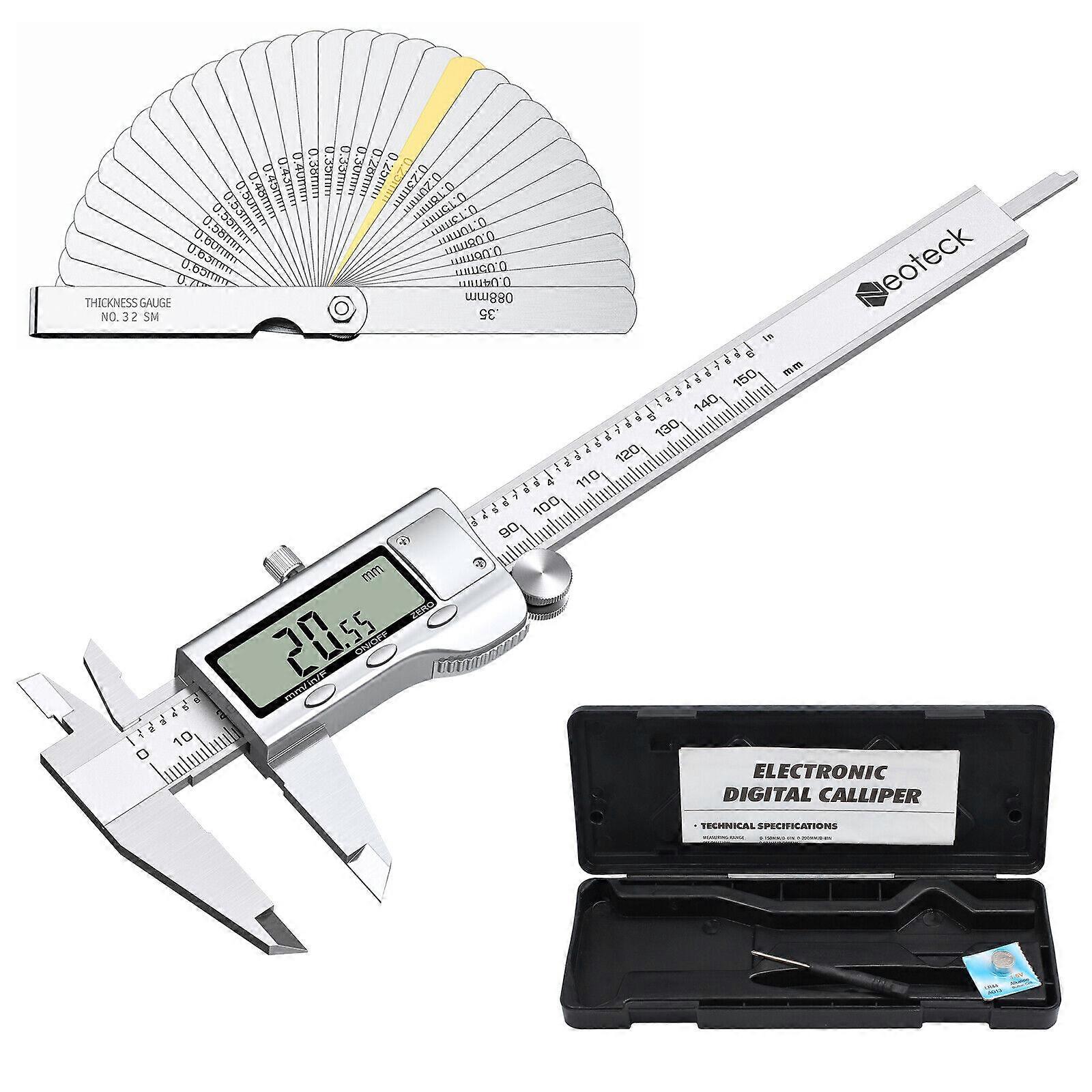 Neoteck 6In Digital Electronic Caliper Vernier LCD Caliper Gauge Micrometer Tool