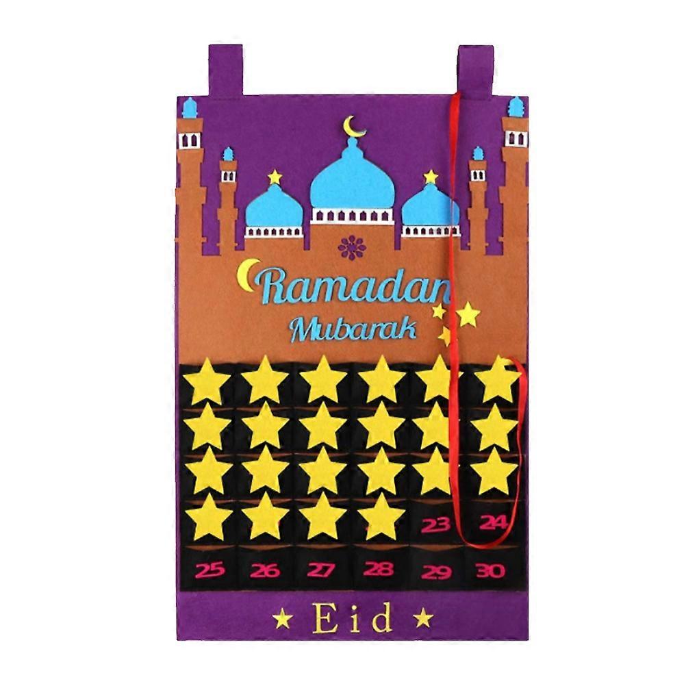 Creatieve Countdown kalender mode Eid opknoping kalender Party Decor Eid Gift (paars)