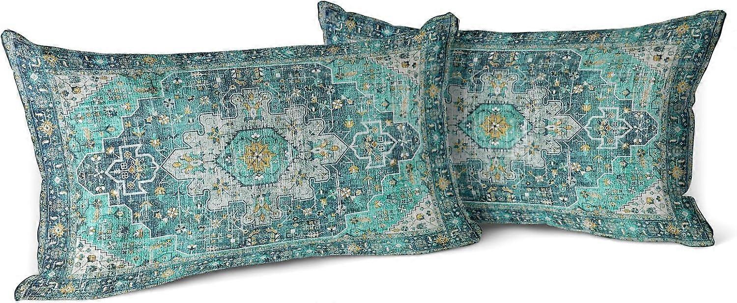 Yeşil Boho Atmak Yastık Kapakları 2 Monako Halı Seti Farsça Halı Çift Taraflı Desen Pamuk Yumuşak Yastık Kılıfı Yastık Kılıfı Bahçe Cou için Yastık Kılıfı
