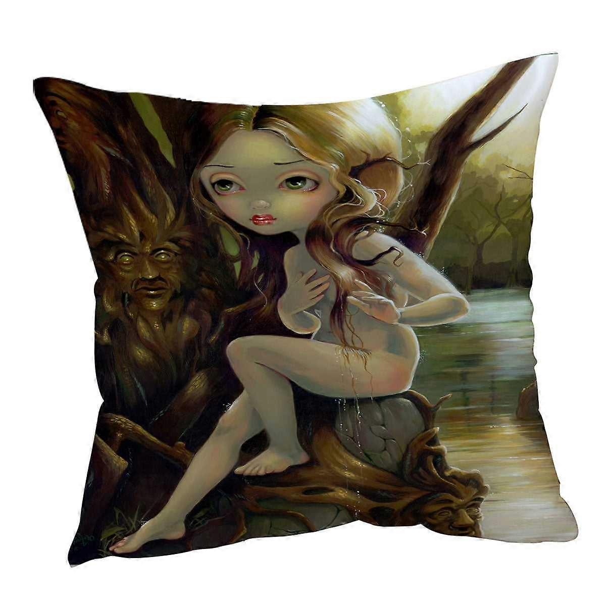 Forest Creatures Tree Nymph in the Hamadryad Lake Cushion Cover
