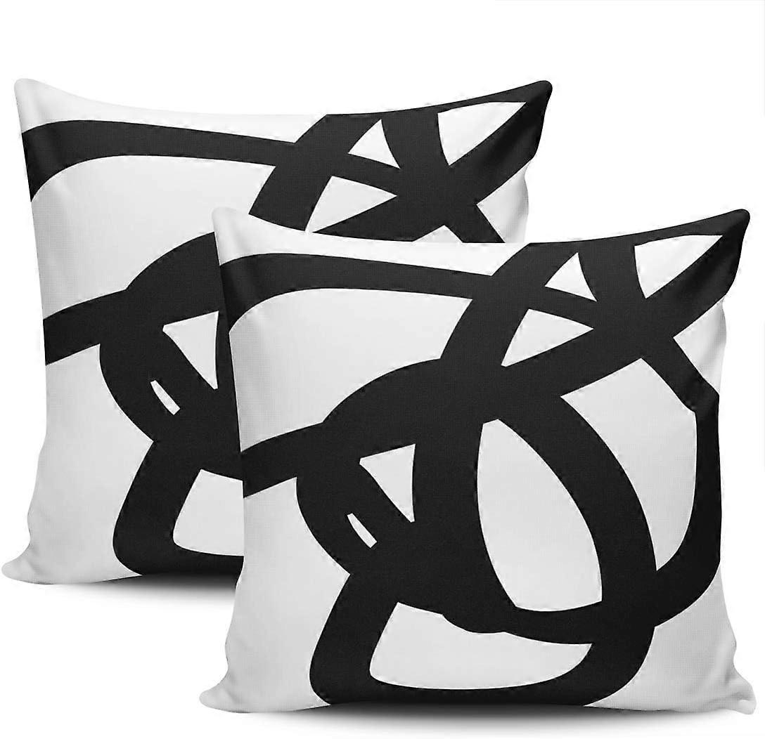 Home Set of 2 Pillow Case Black White Abstract Art Modern Throw Pillow Covers Cushion Decorative Pillowcase Square 18 x 18 Inches