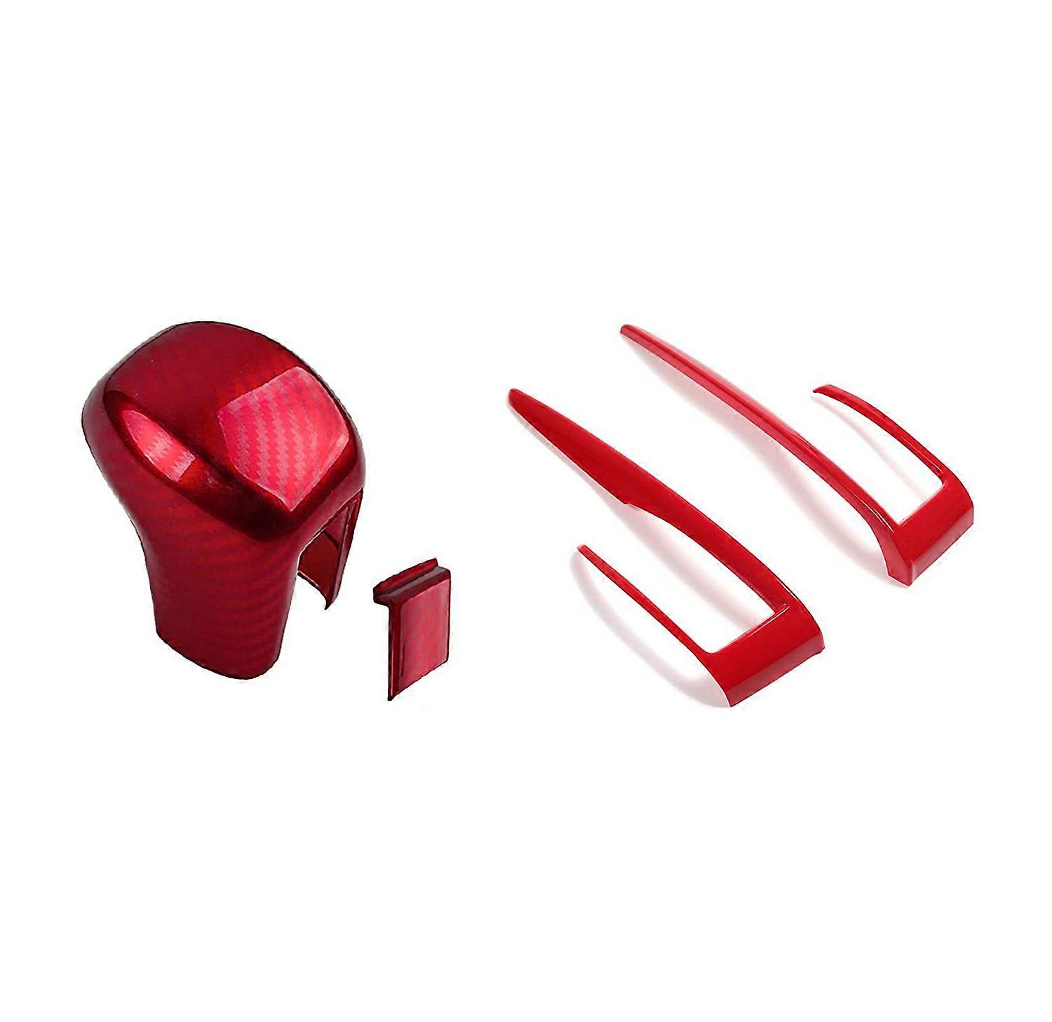 2Pcs Red Carbon Fiber Gear Shift Automatic Transmission Shift Decoration Sticker for 2016-2021
