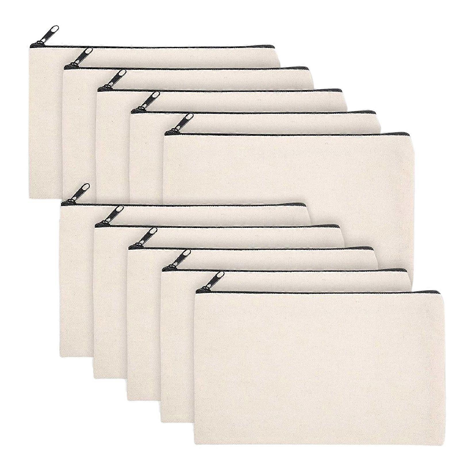 10 Pcs Blank DIY Craft Bag Canvas Pen Case Blank Makeup Bags - Canvas Pencil Bag Cotton Canvas Cosm