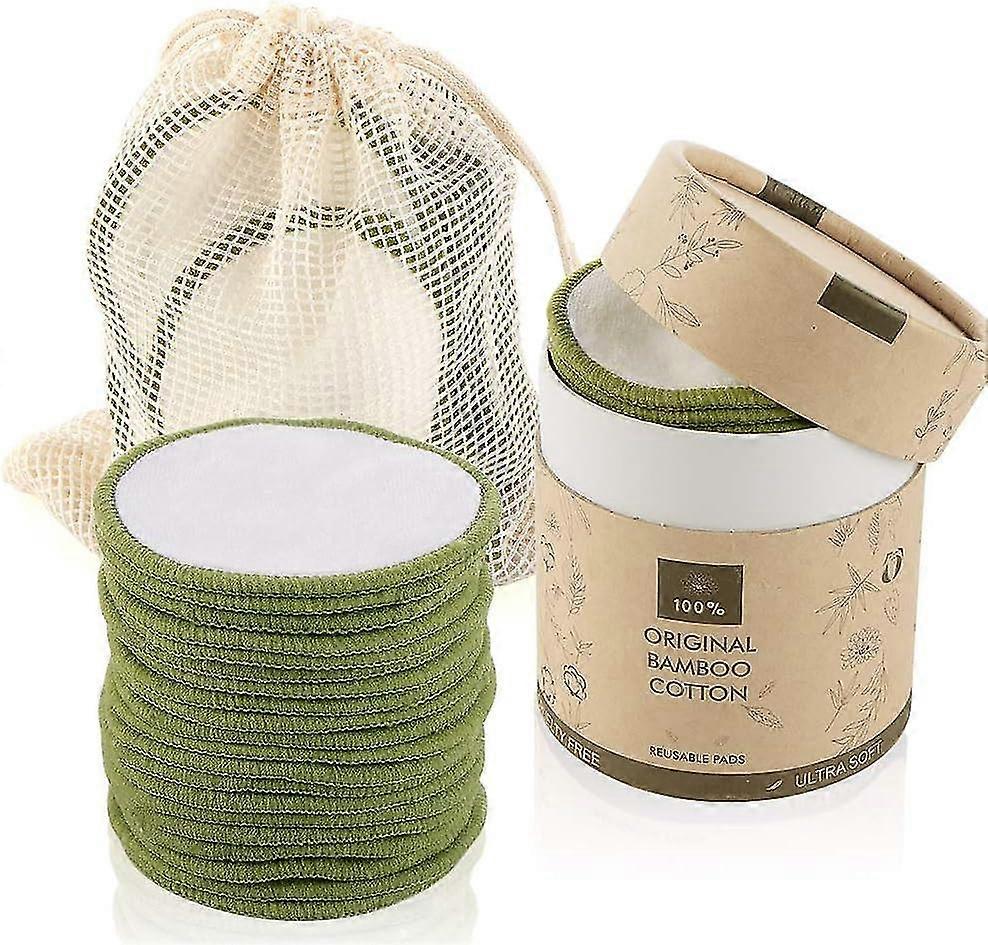 Make-up-Entferner-Pads mit einem waschbaren Wäschesack Runde Box zur Aufbewahrung Wiederverwendbare Bambus-Baumwoll-Runden 20 Stück