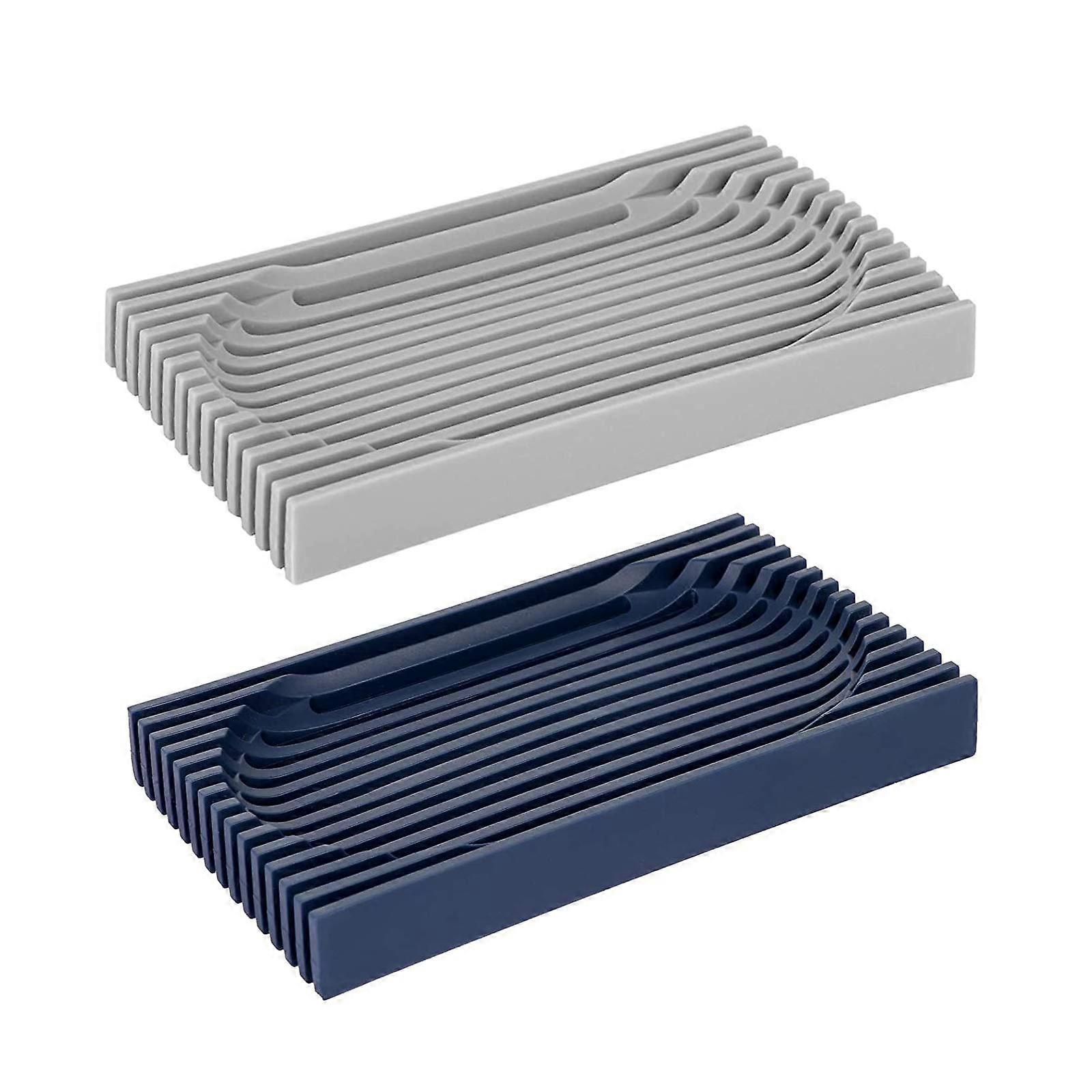 LINJOU Silicone Non Slip Drain Soap Saver Storage Sponge Holder Box for Bathroom Shower 2 Pack