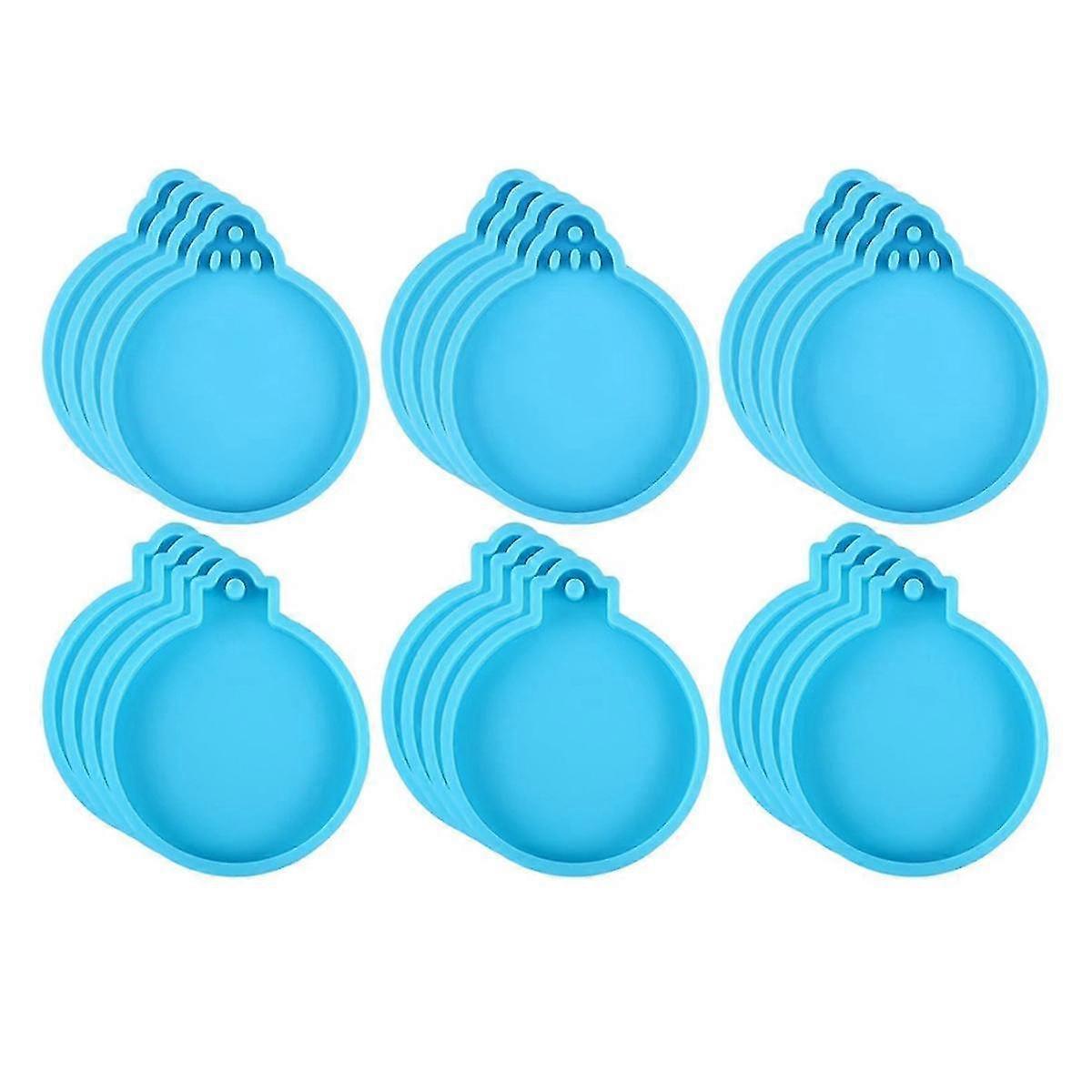 24 Pcs Resin 2 Styles Round Silicone Epoxy Resin Casting With Rope Christmas Ornament Mold (blue)