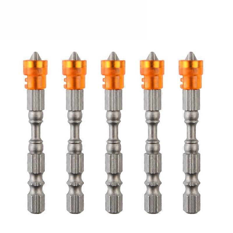 5Pcs Screwdriver Bit Cross S2 Alloy Steel Magnetic Hex Shank Tool Set Kit for Working Yellow