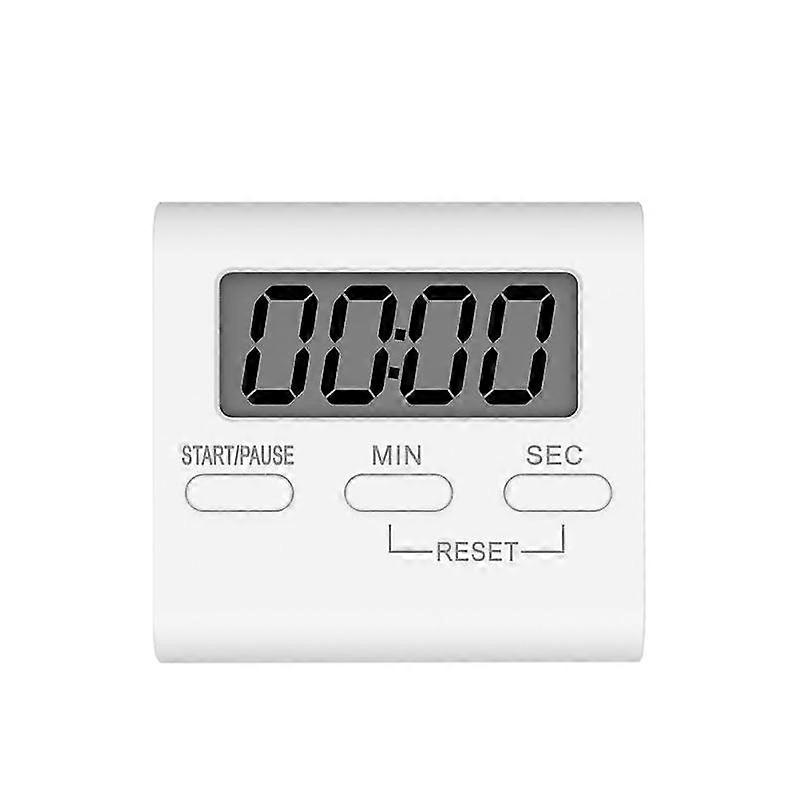 digital countdown stopwatch student alarm timer kitchen clock timekeeper without battery for cooking gym bathroom (white)